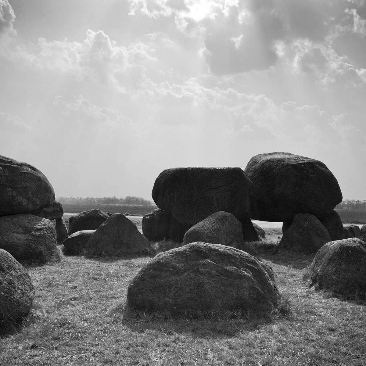 Prehistoric standing stones in an open field